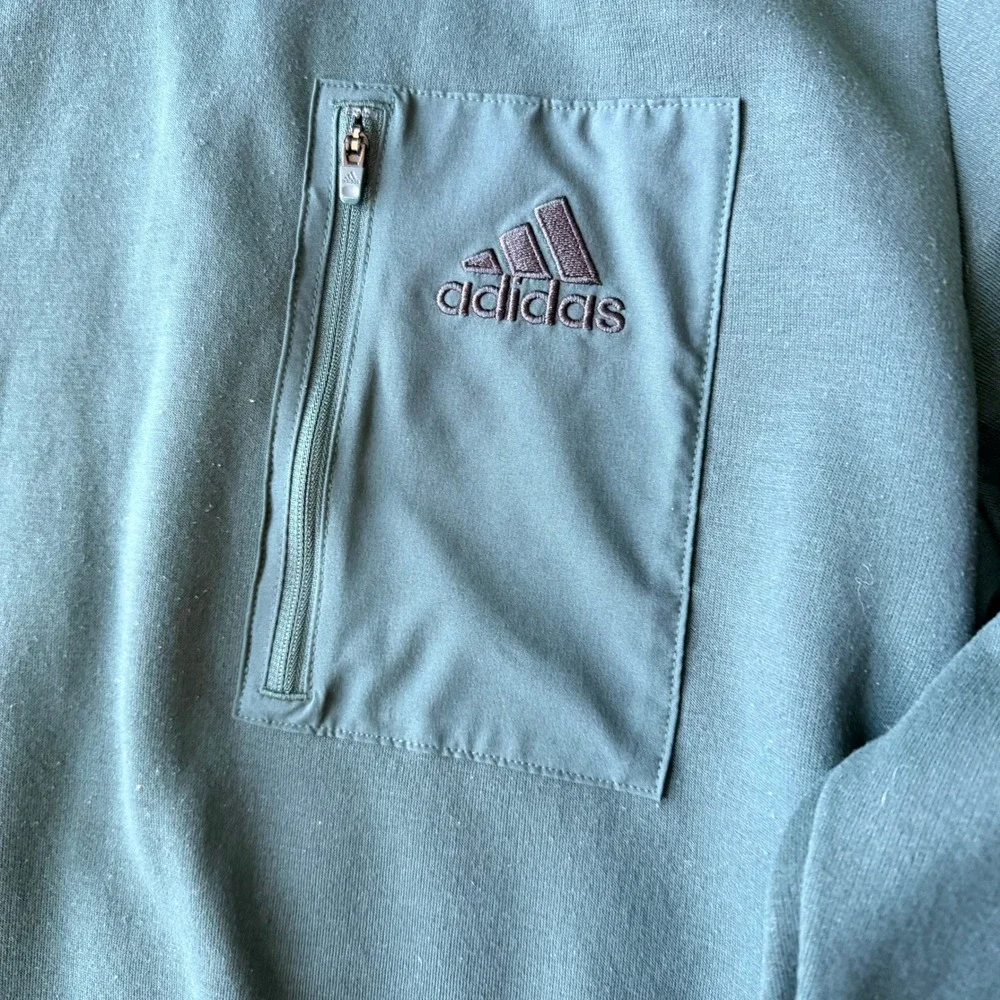 Adidas Mens‎ Zippered Chest Pocket Hoodie Dark Green XL Fleece workout Pullover